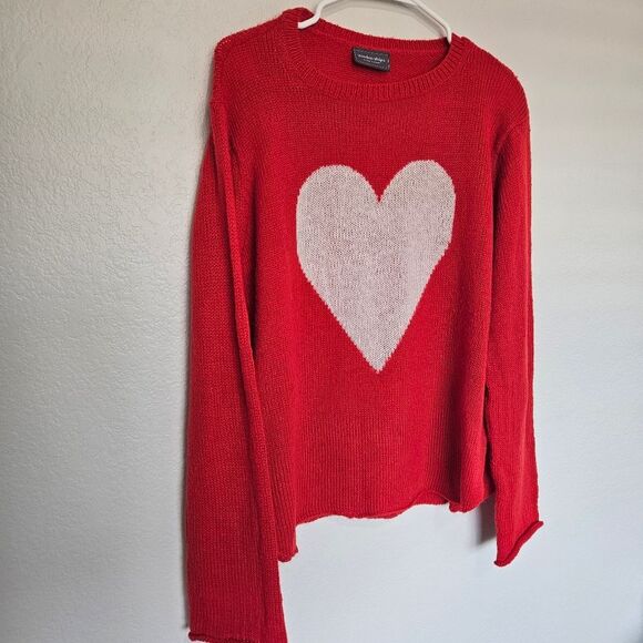 Wooden Ships | Wool Mohair Heart Pullover Knit Sweater, Womens Medium Large - Picture 3 of 7